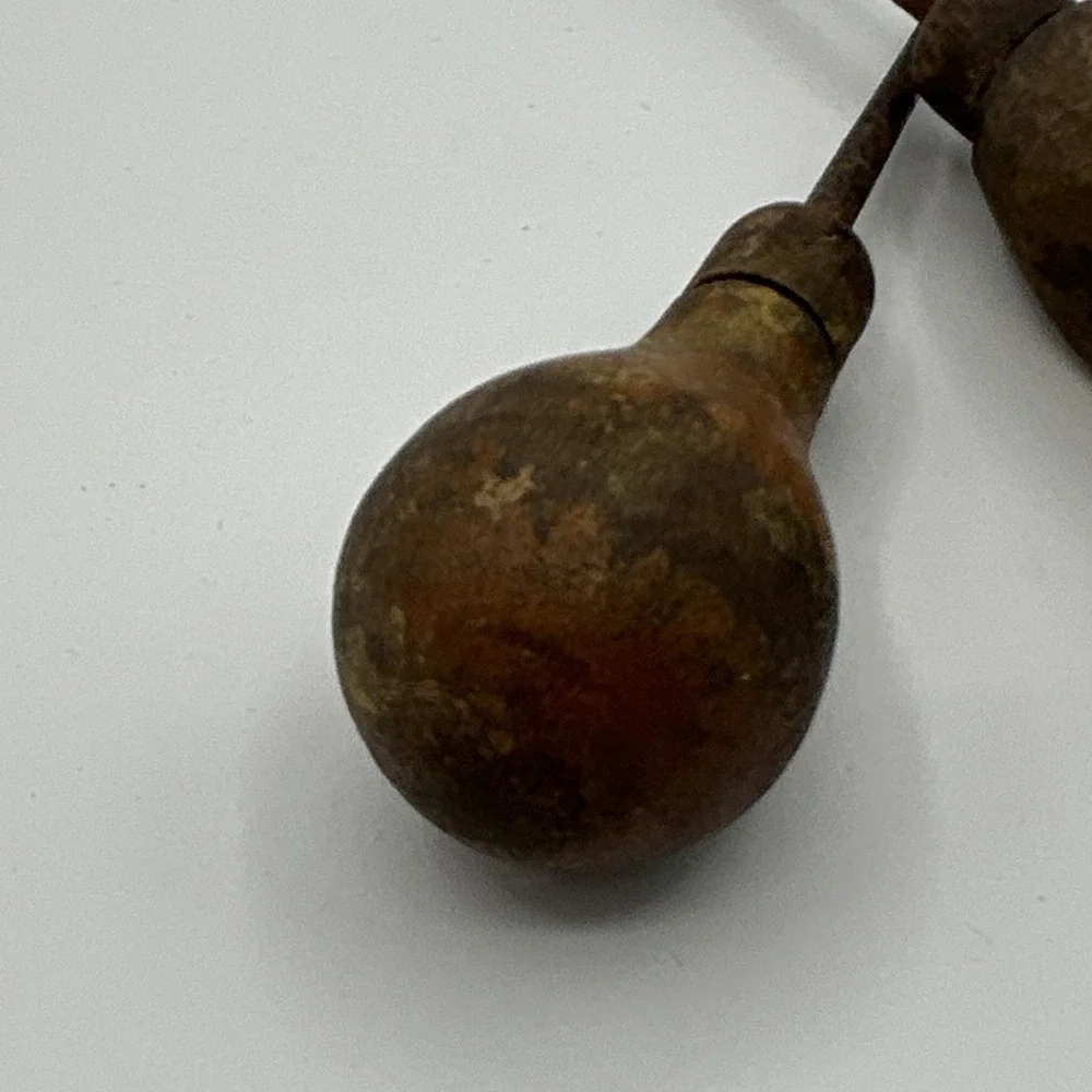 Antique Vintage Original Wood Handle ice picks Metal picks Stamped Advertising